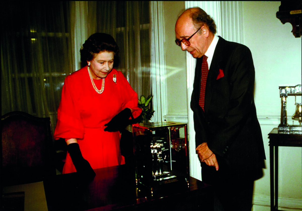 Tony Pilgrim with Her Majesty the Queen in 1987