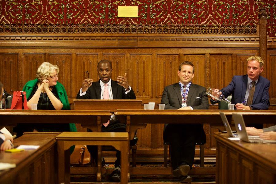 From L-R: Helen Goodman MP, Clive Myrie, Ed Vaisey MP and Stephen Gilbert MP discuss diversity at the House of Commons